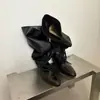Botas longas pretas de cadarço estilo retrô com bico fino e salto alto para mulheres, novo estilo outono e inverno 2026, botas da moda dobráveis e estilosas