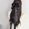 Acessório de Cabelo Headwear Outono e Inverno 2025 Fita Preta Laço Extra Longo Presilha de Cabelo Feminina High-End Presilha de Mola no Topo da Cabeça