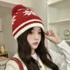 Gorro de Tricô Estilo Fair Isle Outono e Inverno À Prova de Frio Quente Gorro Retro Versátil Proteção para as Orelhas Gorro Pulôver Gorro de Lã Gorro de Floco de Neve
