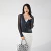 Casaco de Primavera Feminino Miyake Commuter Versátil Vazado Malha Camisa Protetor Solar Camisa Fina para Ar Condicionado Cardigã de Manga Longa Top