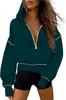 Sudadera Amazon Europea y Americana Otoño/Invierno 2026 con Cuello Camisero, Patchwork, Pulóver, Manga Larga, Media Cremallera, Estilo Casual para Otoño/Invierno