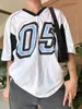 2024 Roupas de outono americanas e europeias transfronteiriças, impressão digital Y2K, camiseta esportiva casual solta de manga curta