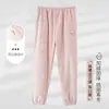 Pijama Popular de Franela de Doble Cara para Mujer, Pantalones de Terciopelo Engrosados, Pantalones Casuales Cálidos Confortables para el Hogar de Otoño e Invierno