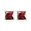 Brincos Quadrados com Pedra Preciosa para Mulheres 6mm Pedra Preciosa Colorida Ouro 18K Brilhante Simulada Brincos Femininos Atacado