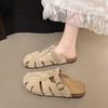 Chinelos Fechados com Solado Grosso e Vazados para Mulheres, Estilo Meio Chinelo para Uso Externo, Novidade Verão 2025 Sandálias e Chinelos de Praia de Tamanho Grande