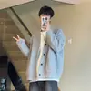 Sudadera de punto tipo cárdigan pesado para hombre, estilo japonés de otoño, corte holgado, suéter de moda, marca trendy, chaqueta casual versátil