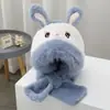 2026 Nuevo Sombrero de Conejo Otoño/Invierno Versátil Cálido Cortavientos Forrado de Felpa Grueso Conjunto de Bufanda Lindo Dibujo Animado Sombrero de Peluche