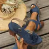 Sandálias de Salto Alto com Salto Bloco, Tamanho Grande, Em Estoque, com Decoração Floral, Estilo Europeu e Americano Elegante, Bico Redondo, Feminino