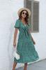 Primavera e verão Comércio exterior transfronteiriço europeu e americano novas roupas femininas Amazon V-neck vestido de manga curta polka dot vestido midi casual