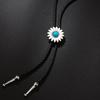 Cadena de Suéter Geométrica Turquesa Vintage Collar Largo Trenzado de Cuero Sintético Accesorio Unisex Otoño e Invierno