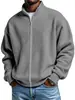 Estación Independiente Transfronteriza Europea y Americana Ropa de Hombre Estilo Americano Moda Desgastada para Hombre Chaqueta Sencilla de Color Sólido Waffle Cuello Alto con Cremallera