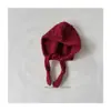 Chapéu de Lã Grossa Tricotado à Mão Estilo Coreano para Crianças Chapéu de Lã com Proteção para as Orelhas Cadarço Novo Outono e Inverno Designer Atacado