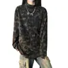Camiseta de Moletom Térmico Dupla Face Tie-Dye Lobo do Território do Norte Masculina Outono e Inverno Gola Alta Meio Manga Estilo Americano Caimento Regular nos Ombros