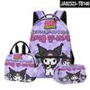 3D Nuevo Producto Impreso Sanrio kuromi kuromi Estudiante Mochila Escolar Bolso para el Almuerzo Estuche para Lápices Set de Tres Piezas