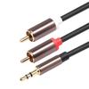 1 m 2 M cobre chapado en oro 3.5 Revolución 2RCA doble Loto conexión teléfono móvil computadora amplificador cable de audio para subwoofer