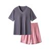 Nuevo Conjunto de Pijama Suelto de Verano para Mujer con Cuello en V, Tacto Frío y Copas Integradas, Estilo Coreano, Sencillo, Casual, Ropa de Casa, Cómodo