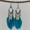 Brincos de Pena Boêmios Europeus e Americanos, Brincos de Franja Estilo Étnico Exagerado Retrô para Feriados, Acessórios de Viagem de Yunnan para Mulheres