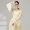 Disfraz de Danza Clásica con un Top de Gasa con Volantes, Fluido y de Aspecto de Hada para Danza China, Danza Moderna y Entrenamiento Corporal