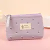 Monedero Floral Estilo Coreano Lona Impermeable Corazón de Niña Lindo Bolso de Cosméticos Portátil Bolsa de Almacenamiento Multifuncional de Gran Capacidad