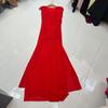 Vestido Trançado Cor Chocolate Europeu e Americano Nanyou Novo Design Saia Longa de Gaze Retro Francesa