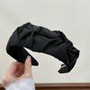 Coreia do Sul alta qualidade cristal preto arco cetim aba larga faixa de cabelo acessórios de cabelo alta qualidade tecido plissado faixa de cabelo grampo