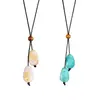 Nuevo Collar Colgante Irregular Estilo Chino Imitación Jade para Mujer, Lujo Ligero y Cadena de Suéter de Cuerda Trenzada Larga Ajustable