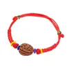 Cesta de Fibra Natural de Caroço de Pêssego para Bebês e Crianças, Tecida à Mão, para o Festival do Barco-Dragão, Corda Vermelha, Pulseira Calmante para Bebês para o Ano de Nascimento