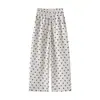 Pantalones Casuales de Lunares de Cintura Alta y Pierna Ancha para Mujer, Estilo Delgado de Verano, Tendencia 2026 Nuevos Pantalones Acortados de Pierna Recta con Cintura Elástica