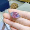 Anel Quadrado de Princesa Super Brilhante Moda Transfronteiriça Zircônia Rosa Oito Corações Oito Flechas Diamante Mosan Simulado Anel Ajustável