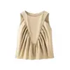 25 nuevos estilos de ropa de primavera para mujer de JJ, moda europea y americana, simples y versátiles, tops sin mangas plisados de color liso, se agregaron nuevos colores