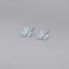 Pendientes Azules Florales de Zirconia Elegantes y Delicados de Nicho Estilo Francés Pendientes de Flor de Iris de Lujo Ligero Populares en Internet Pendientes para Viajes Diarios para Mujeres