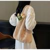 Bolso de Hombro tipo Tote para Viajes a la Costa Bolso Tejido de Vacaciones para Mujer Verano Colorido Perla Hueco Gran Capacidad Bolso de Axila Mujer