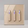 Suministro directo de fábrica enchufe de toma de corriente con interruptor de botón de reinicio tipo piano oculto tipo 86 panel de vidrio templado con luz LED