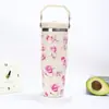 Nueva Taza Portátil para Coche de 30 oz con Diseño Floral Creativo, Taza Térmica de Acero Inoxidable, Taza Helada Portátil Grande para Exteriores