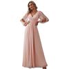 Ropa de Mujer Transfronteriza Europea y Americana Amazon Ebay Vestido Banquete Cuello en V Vestido Largo Vestido de Noche Ceñidor de Cintura Estilo Socialité