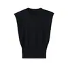 Comercio Exterior Transfronterizo Ropa Femenina Verano 2026 Nuevo Moda Francesa Sin Mangas Cuello Redondo Hombro Acolchado Casual Adelgazante Tejido Superior