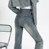 Jeans Retro Estilo Americano Largos Micro-acampanados para Mujer Primavera y Otoño Nuevos Cintura Alta Adelgazantes Elásticos Pantalones de Herradura de Chica Hot