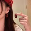 Otoño e Invierno Ankora Rojo Elegantes Aretes de Borde Ancho Moda Femenina Rostro Pequeño Aro para la Oreja Círculo Aretes de Alta Gama Aretes de Hebilla para la Oreja