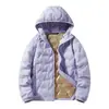 Nuevo Cardigan de Invierno Casual Cómodo de Plumas de Pato Cálido Unisex Color Sólido con Capucha Ligera Chaqueta de Plumas Venta al por Mayor