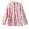 Nuevo Estilo Nacional Chinoiserie Flor de Satén Botón de Lentejuelas Abrigo Color Puro Lujo Accesible Elegante Holgado Efecto Adelgazante Top M1609