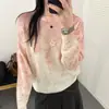Suéter de punto con cuello redondo y degradado floral para mujer, nuevo estilo Otoño/Invierno 2026, moderno, elegante, holgado, de manga larga, fino
