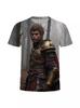 Camiseta de Manga Curta 2024 Hot Black Myth Goku Jogo Envolvente 2024 Verão Nova Solta Americana Masculina 3D