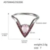 Anillo Oumika de acero inoxidable ajustable con forma de V de diamante y circón 5A, sin decoloración, moda, lujo, anillo para el dedo