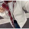 Chaqueta de Algodón Invierno Retro Americana para Hombre 2025 Nueva Estudiante Engrosada Cuello Alto Abrigo de Algodón con Retazos a Cuadros