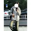 Moletom com capuz listrado retrô de três listras, unissex, modelagem solta, casual, versátil e estiloso