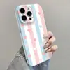 Ins simple corazón amor rayado manzana 17 funda protectora iPhone 16 ultrafina tacto metal desnudo cobertura total agujero de precisión funda de película