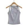 Regata Feminina de Verão 2024 Nova Três Alfinetes Cinco Linhas Spice Girl Gola Quadrada Justa Alta Elasticidade Roupa Externa Top Interno