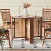 Mesa y Sillas de Comedor de Ratán y Madera Maciza Estilo Wabi-Sabi Lulin, Juego Completo de Mesa y Sillas de Comedor Estilo Antiguo para Apartamento Pequeño, B&B, Hotel