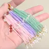 Pingentes de Borla DIY com Contas de Vidro Estilo Antigo para Acessórios Hanfu, Grampos de Cabelo de Rattan Artesanais, Enfeites