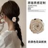 Pinza para el Cabello de Flor Estilo Caro, Pasador de Rosa para Mujer, Pinza para el Cabello de Otoño e Invierno, Pinza de Tiburón para la Parte Posterior de la Cabeza, Pasador, Accesorio para el Cabello de Flor